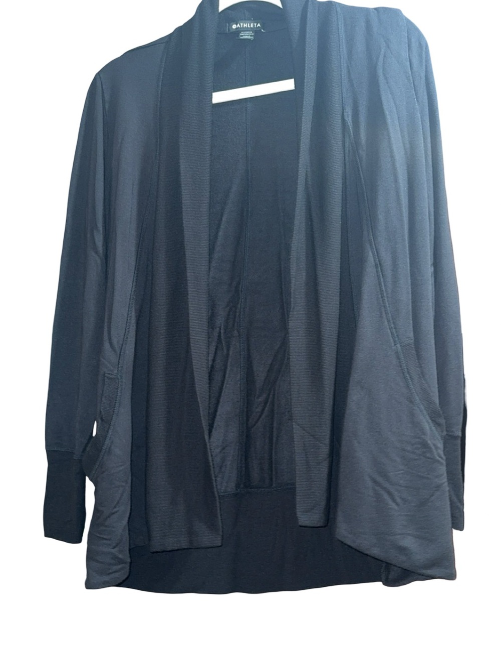 Athleta Black Open-Front Draped Cardigan